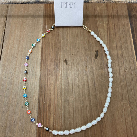 Frenzy - Half Evil Eye & Pearl Necklace