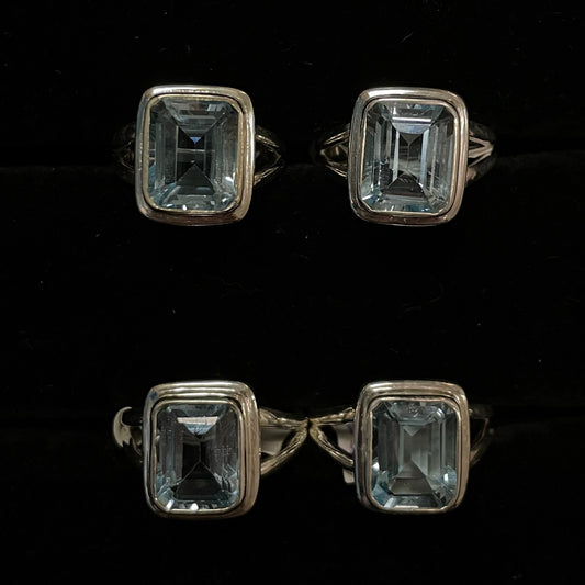 Blue Topaz Faceted Ring (Rectangle / Square)