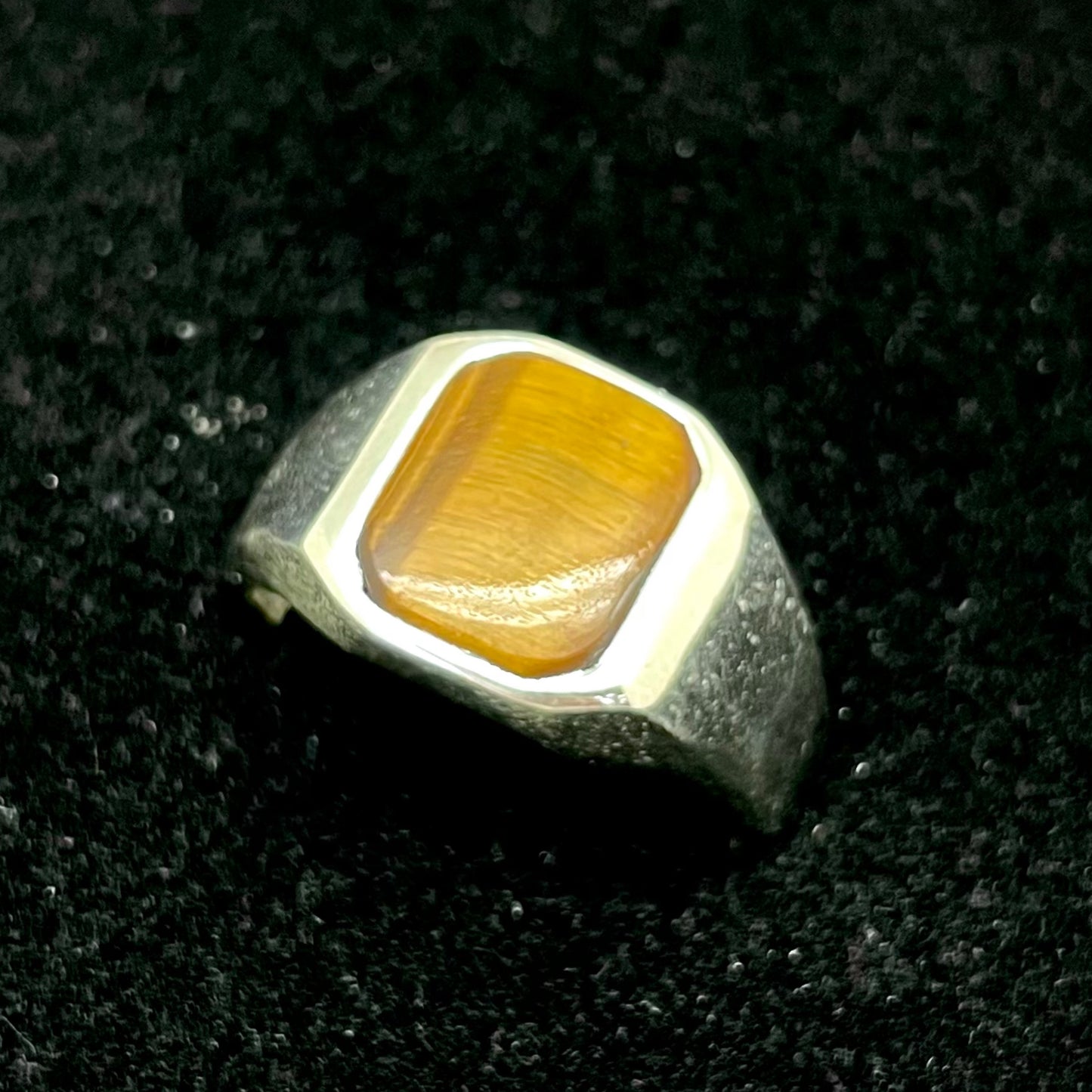 Tigers Eye Thick Band Ring (Rectangle / Square)