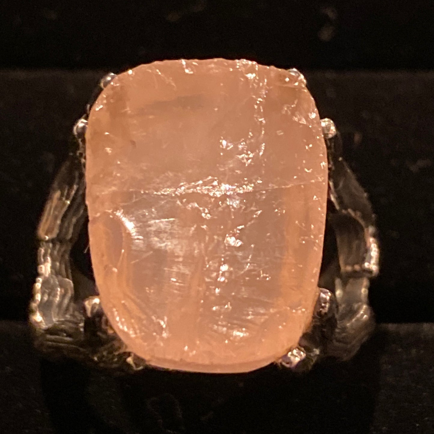 Rose Quartz Raw Designer .925 Silver