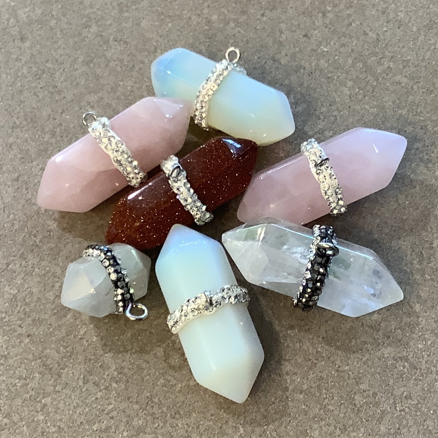 Horizontal Pave Crystal Point Pendant