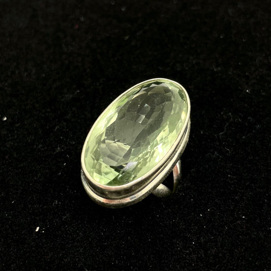 Prasiolite / Green Amethyst Faceted Ring (Oval)
