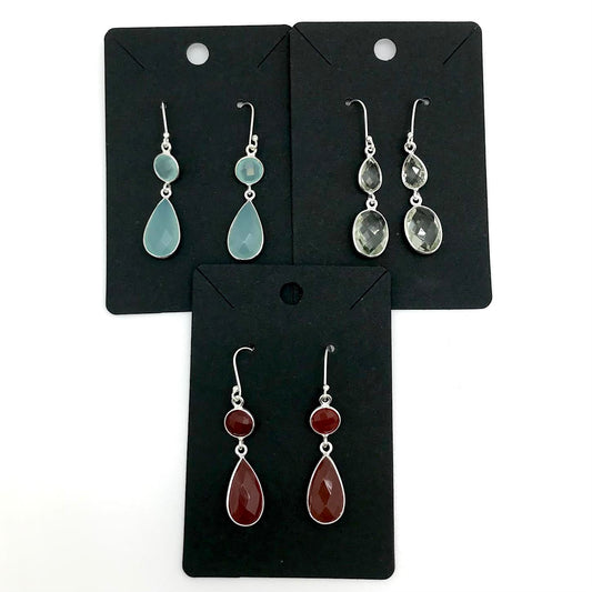 Duo Faceted Stone Dangle Earrings