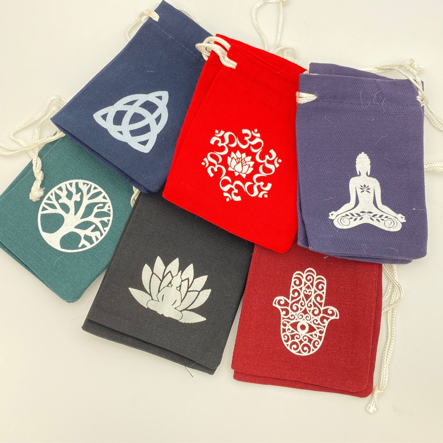 Cotton Pouch Bag 4X5 Multicolored Different Symbols
