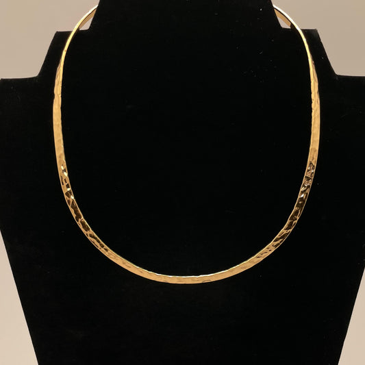 Alchemia - Gold Oval Hammered Open Collar Necklace