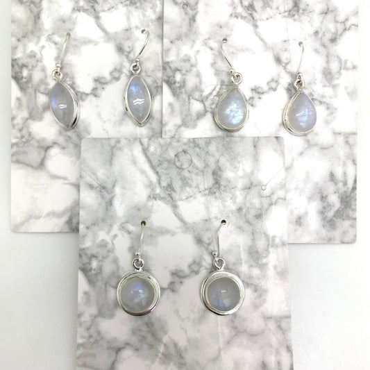 Moonstone Sterling Silver Dangle Earrings