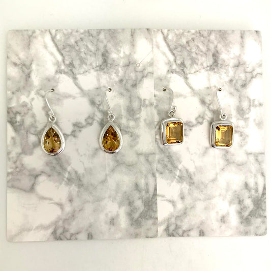 Faceted Citrine Sterling Silver Dangle Earring