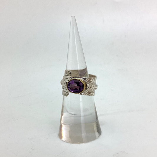 Gold Plated Faceted Amethyst Ring Design by Monica