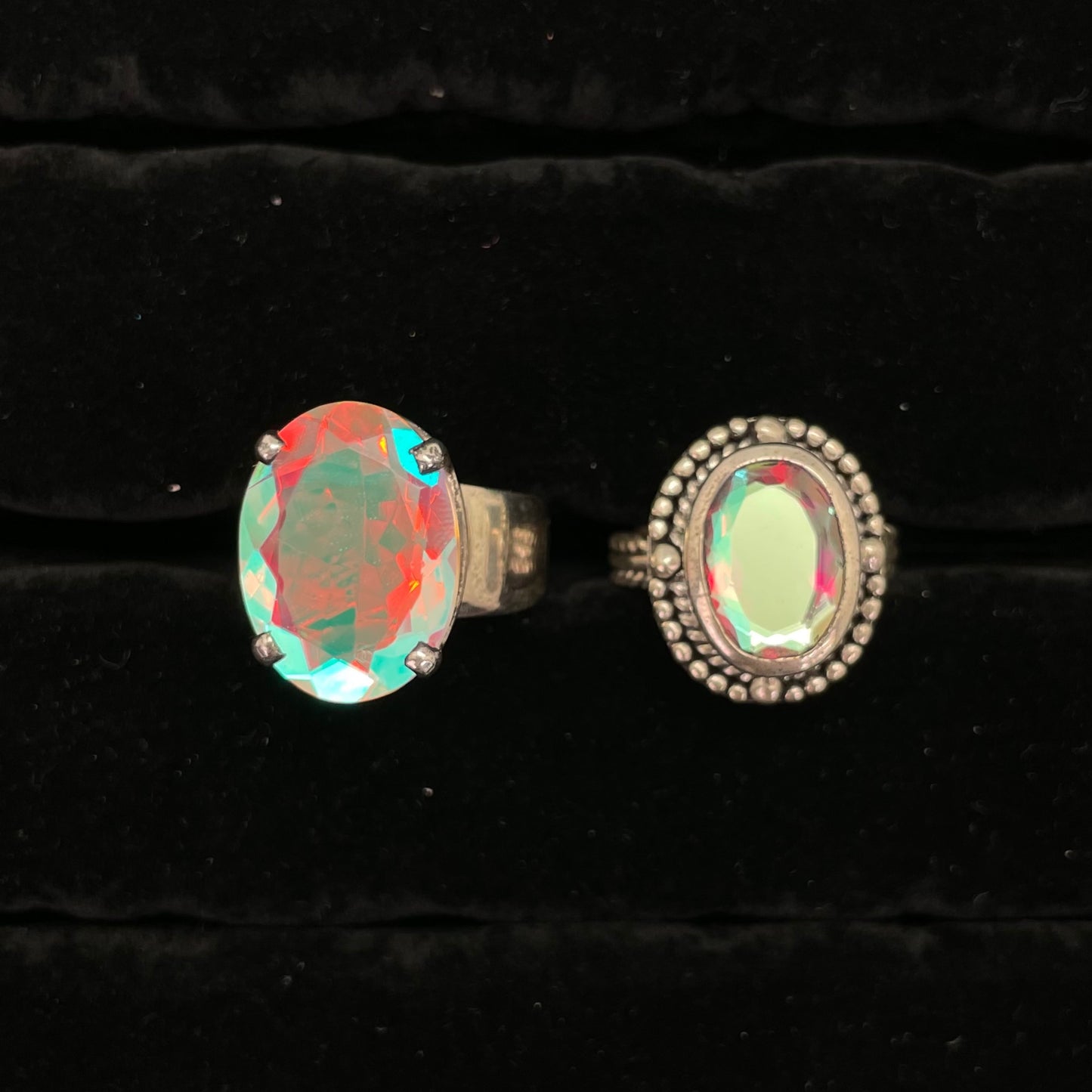 Faceted AB Mystic Quartz Ring (Oval / Round)