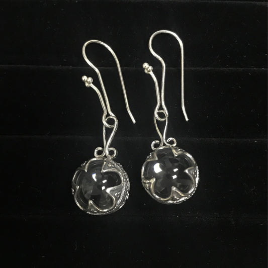 Clear Quartz Designer Earrings .925 Silver