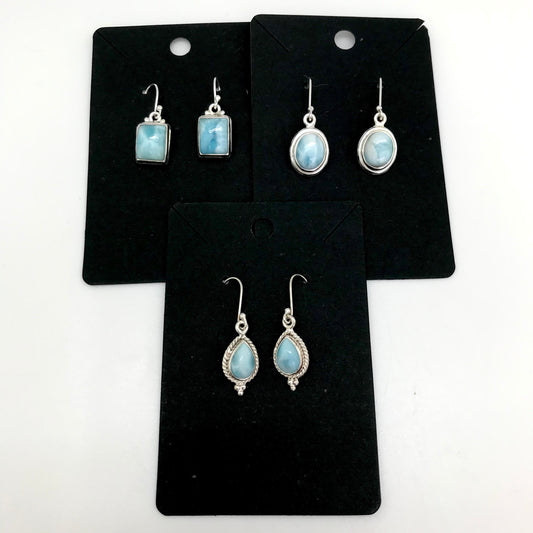 Larimar Sterling Silver Dangle Earrings
