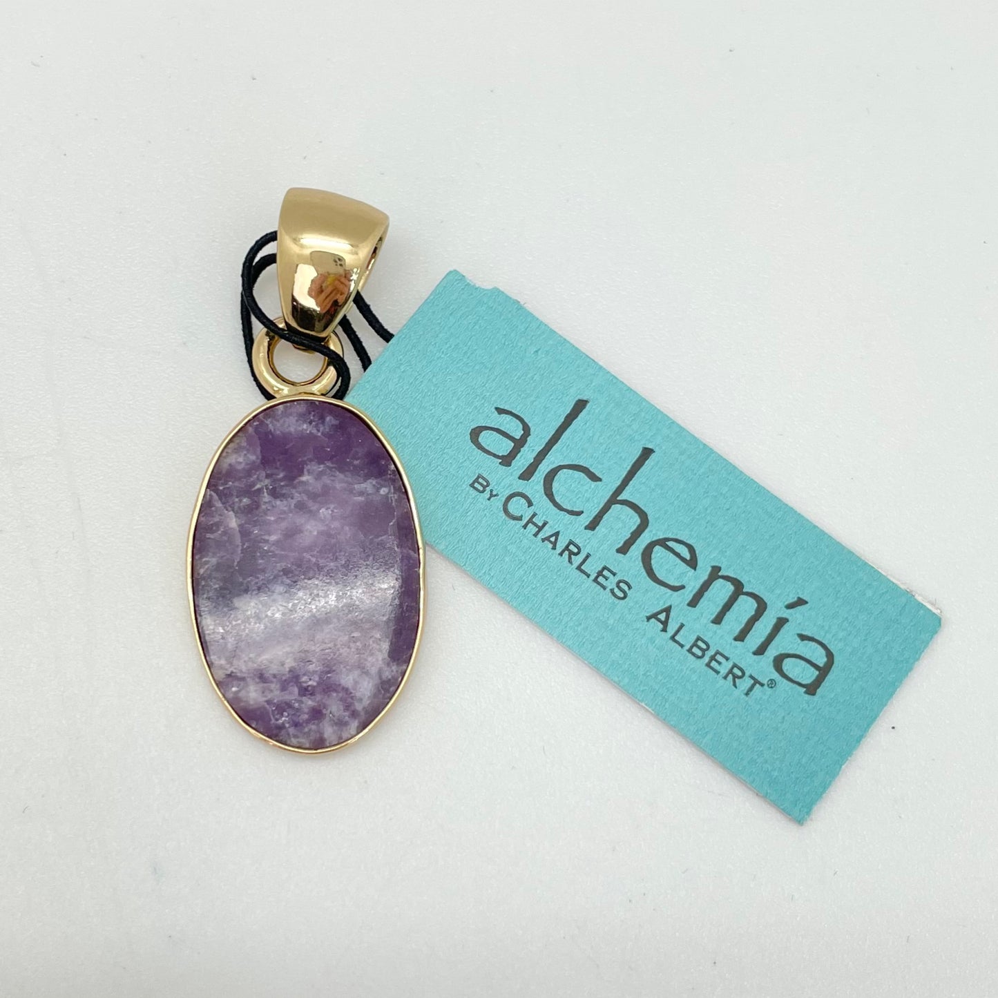 Alchemia - Lepidolite Gold Pendant by Charles Albert.