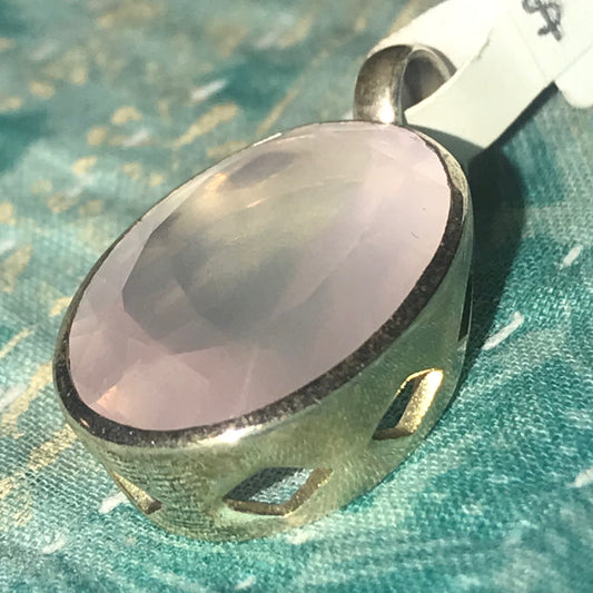 Faceted Rose Quart Pendant (Oval)