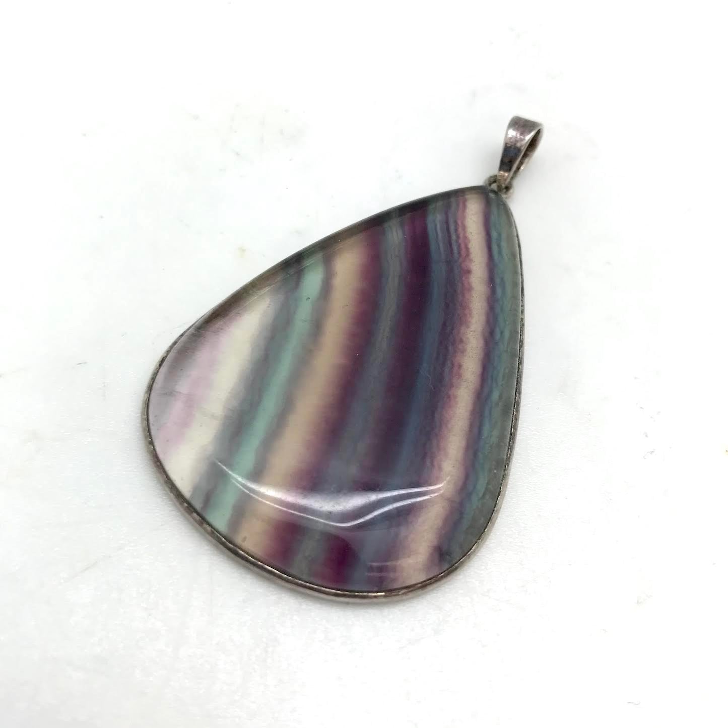 Fluorite Teardrop Pendant .925 Silver