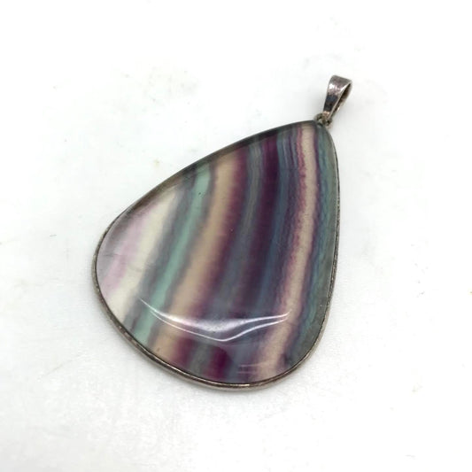 Fluorite Teardrop Pendant .925 Silver