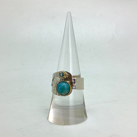 Gold Plated Larimar Ring Design by Monica