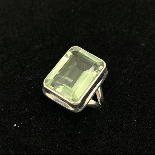 Prasiolite / Green Amethyst Faceted Ring (Rectangle / Square)