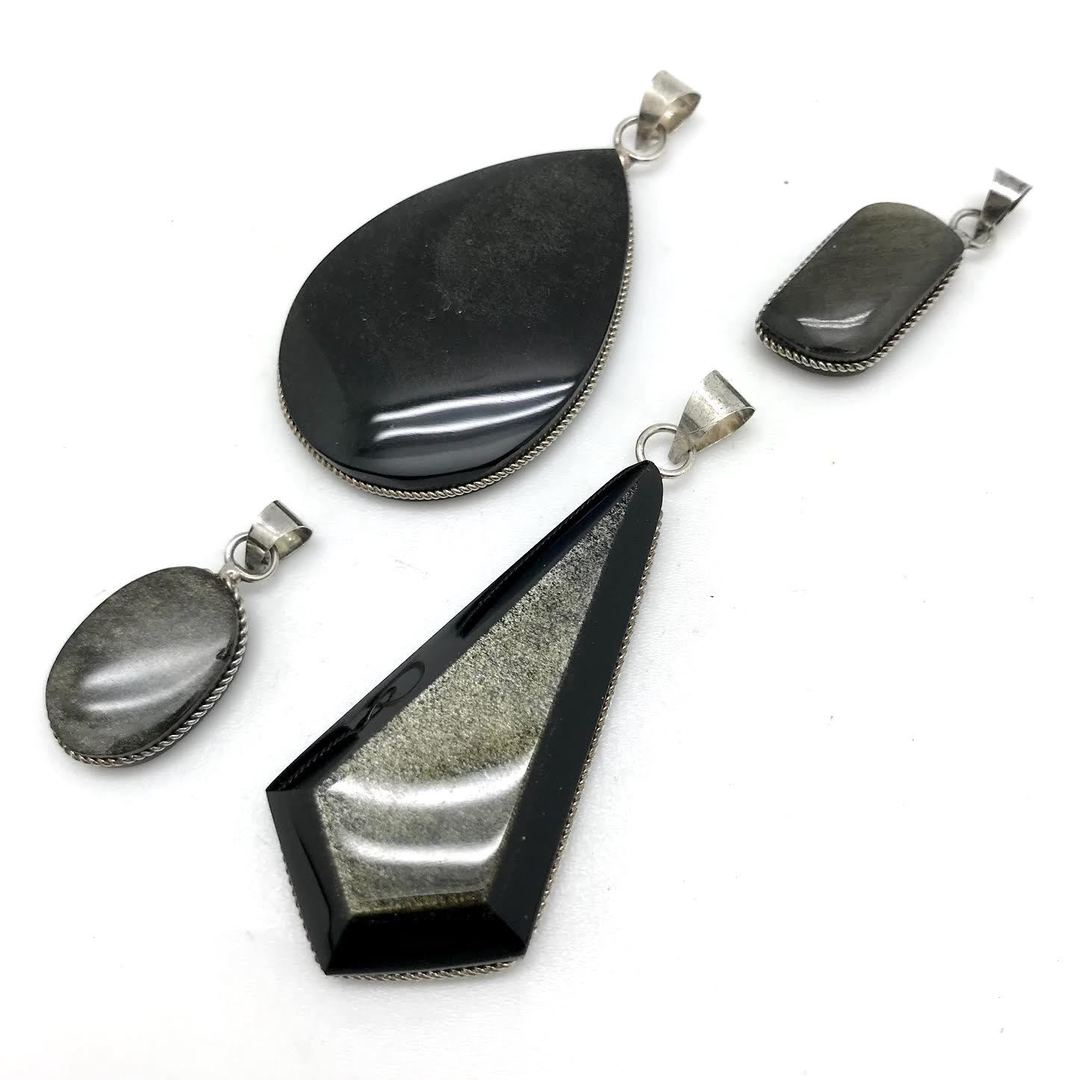 Gold Sheen Obsidian Shaped Pendants