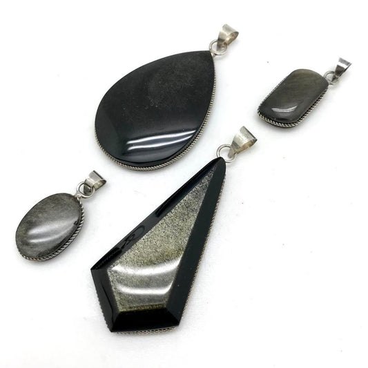 Gold Sheen Obsidian Shaped Pendants