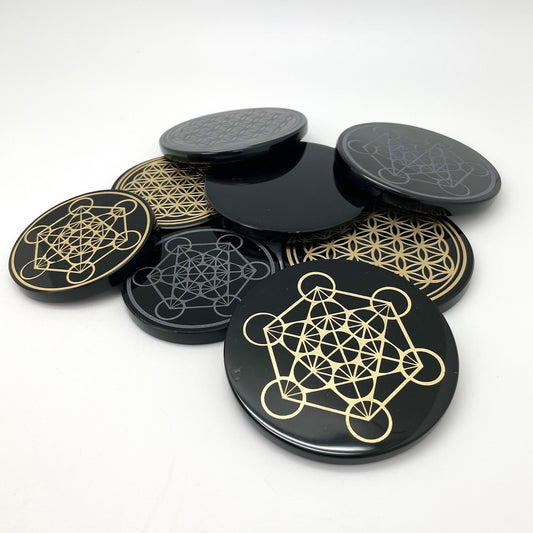 Obsidian Scrying Disk Mirror / Plate