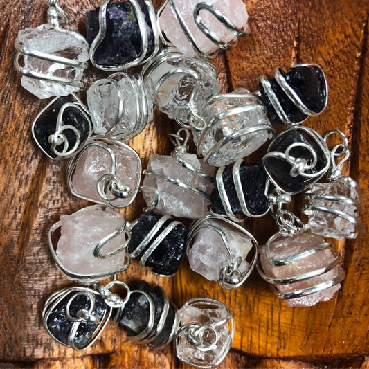 Cube Wrapped Crystal Pendants