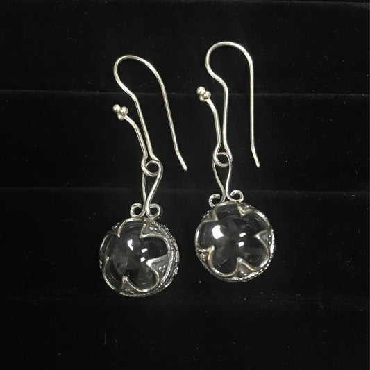 Clear Quartz Designer Earrings .925 Silver