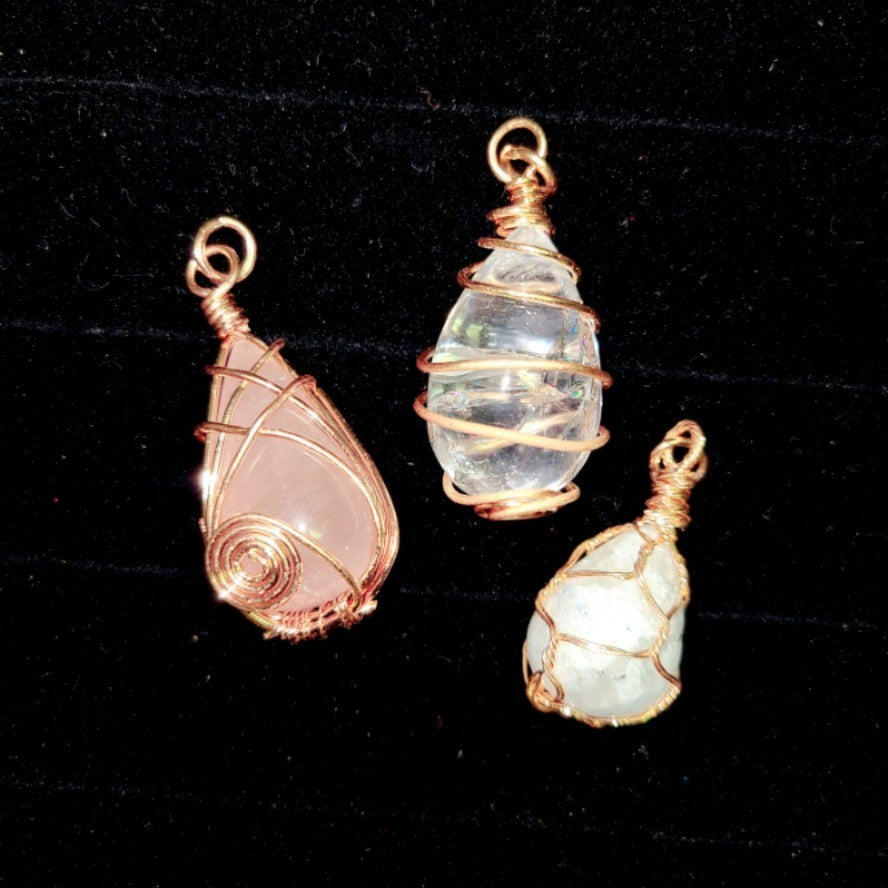 Teardrop Crystal Wire Wrapped Pendants