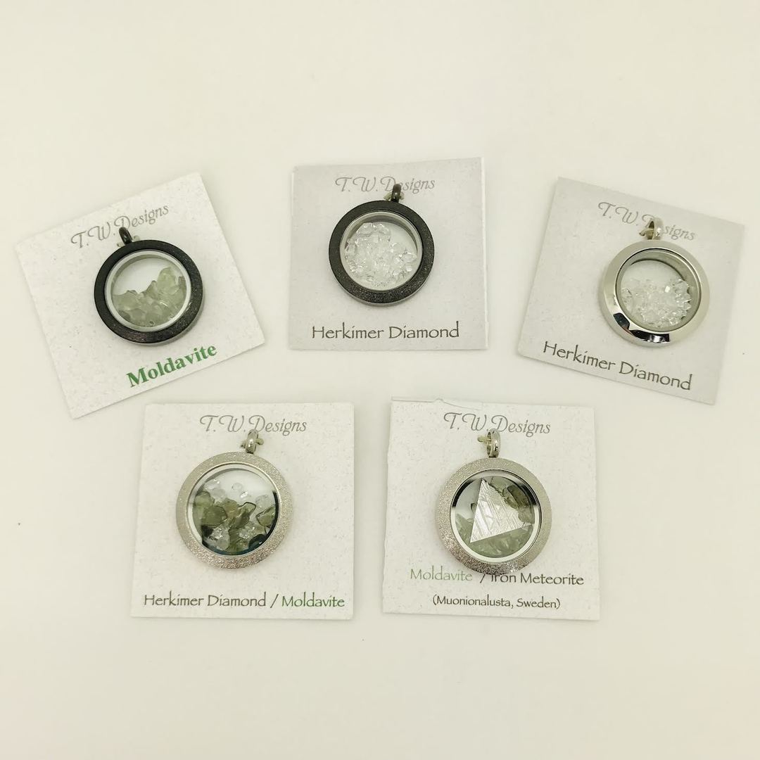 T.W. Designs Moldavite Pendant in Round Silver Case