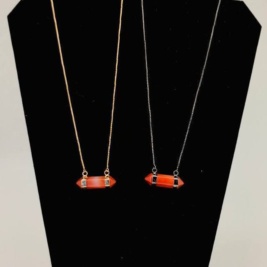 Horizontal Double Terminated Crystal Quartz Necklace - Michal and Company