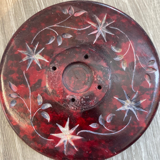 Soapstone Flat Incense Holder / Burner Plate (Round)