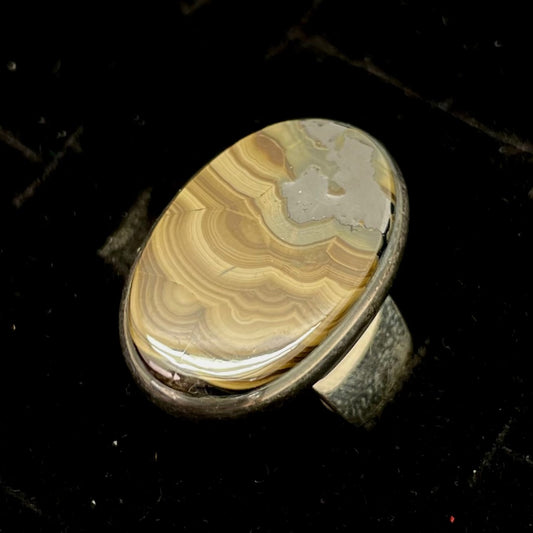 Schalenblende / Midnight Lace Obsidian Ring (Oval)