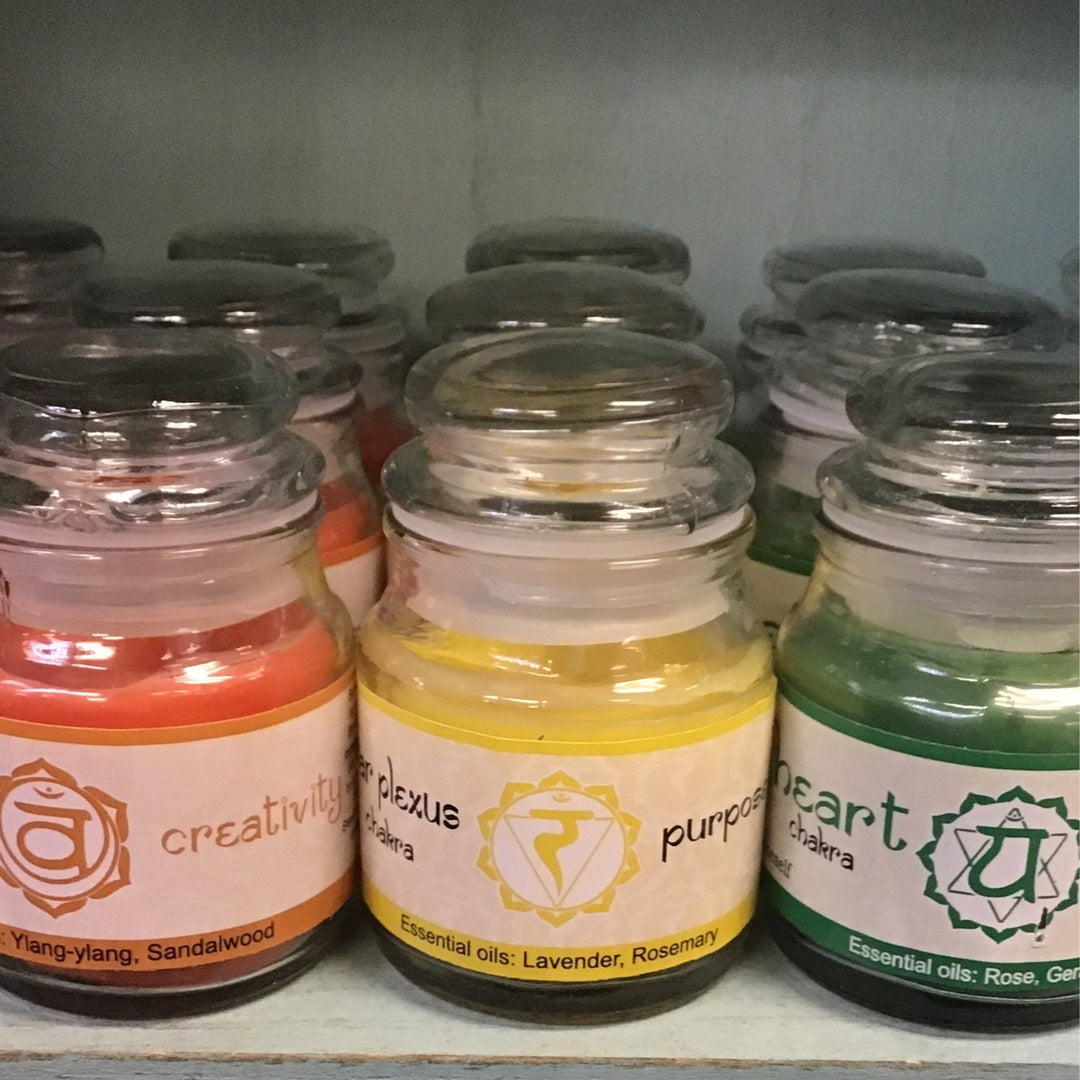 Glass Chakra Candles With Lid