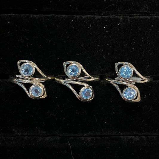 Blue Topaz Ring (2 Two Stones)