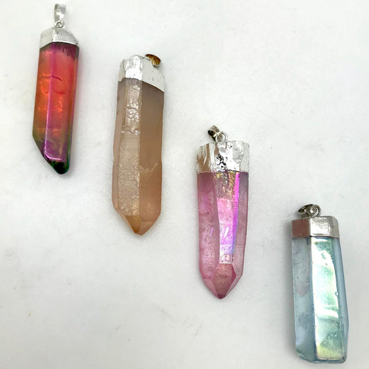 Aura Quartz Silver Dipped Pendant