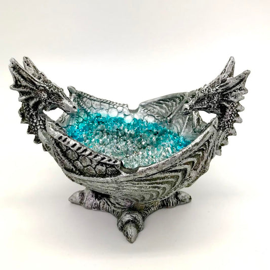 Silver and Blue Dragon Ashtray / Trinket Dish