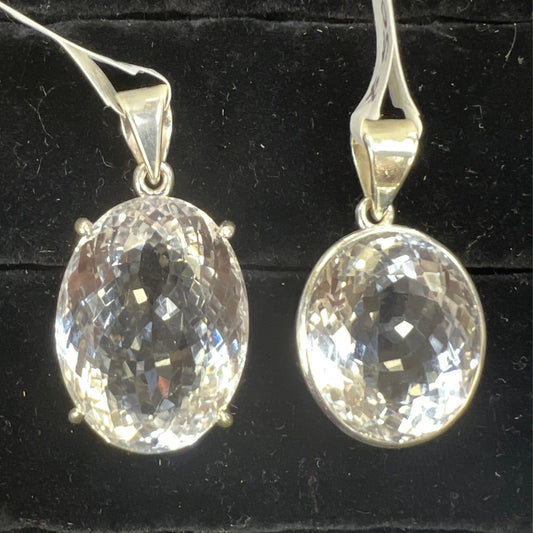 Faceted Clear Quartz Pendant (Oval)