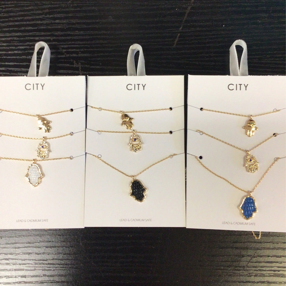 City - Hamsa Hand Three Necklace Set