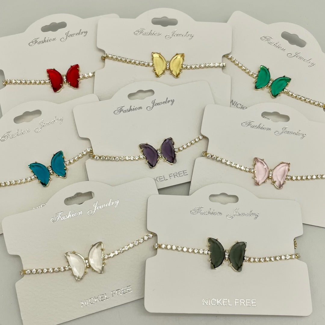 Fashion Jewelry - Butterfly Gemstone with Gold Bracelets
