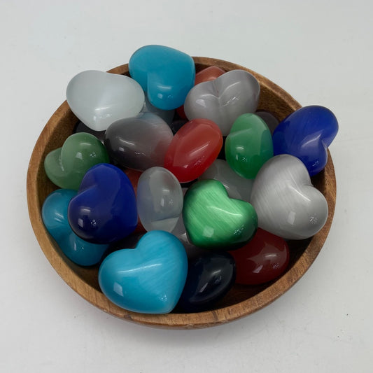 Mini Glass Cat Eye Effect Hearts