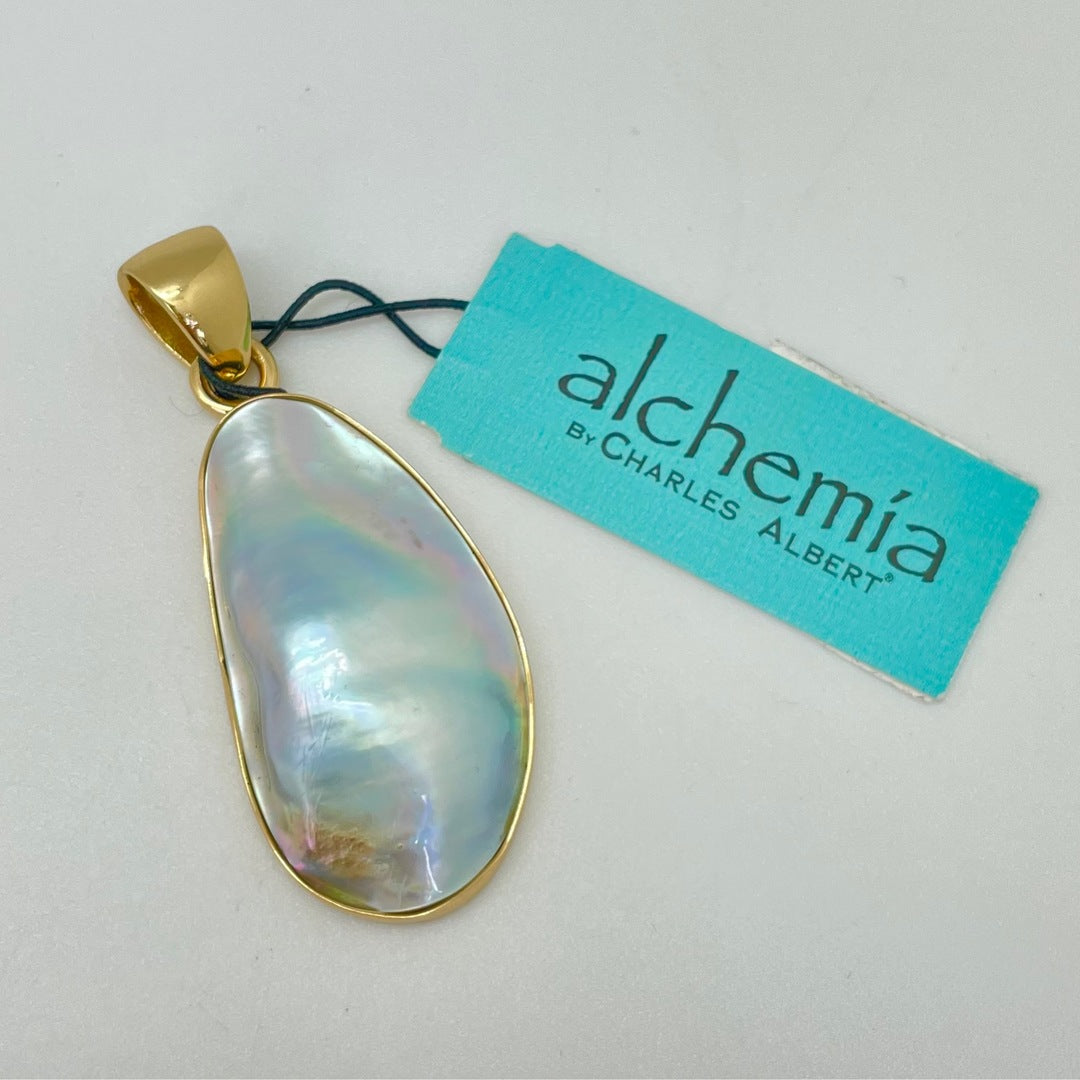 Alchemia - Mabe Blister Pearl Gold Pendant by Charles Albert