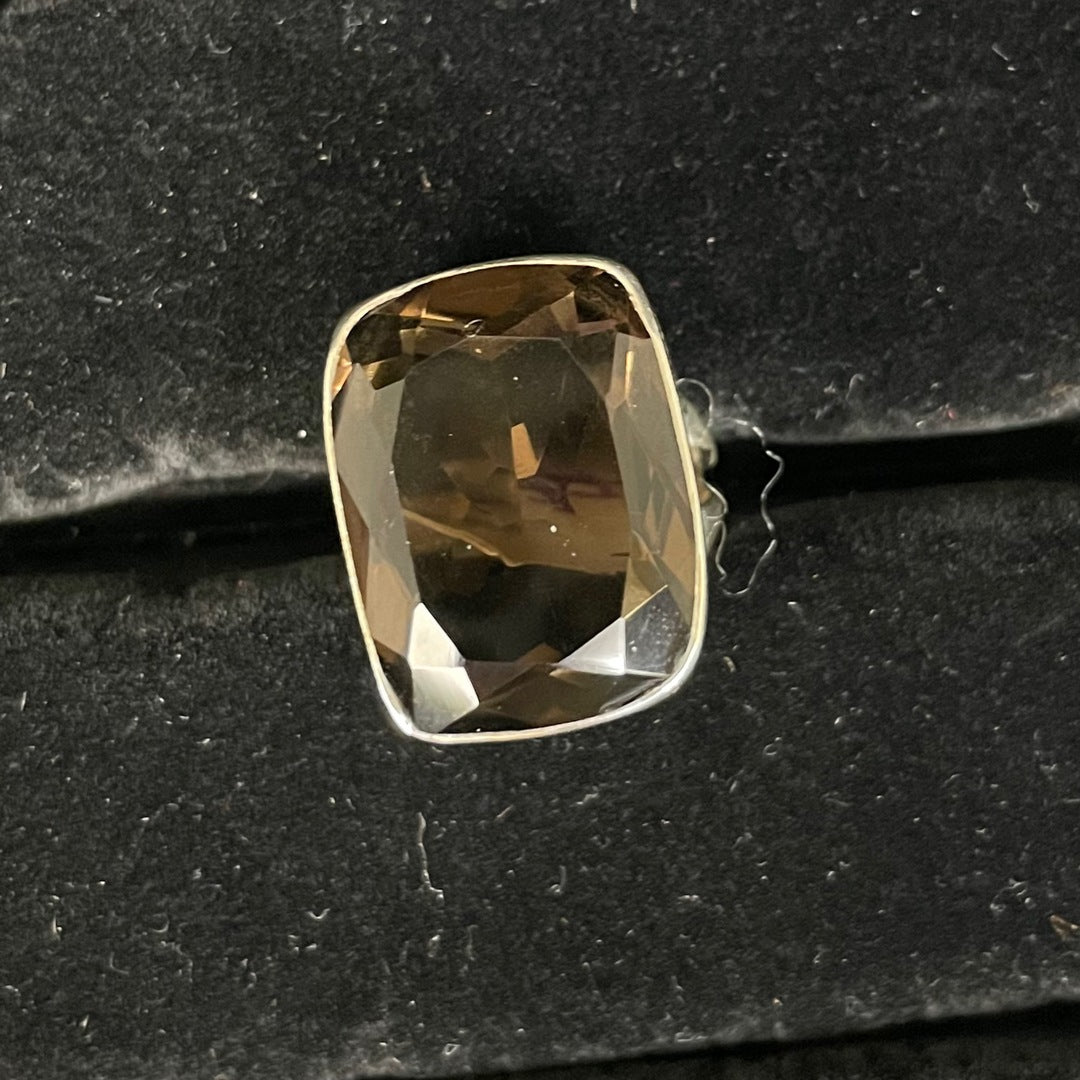 Smoky Quartz Faceted Ring (Rectangle / Square)