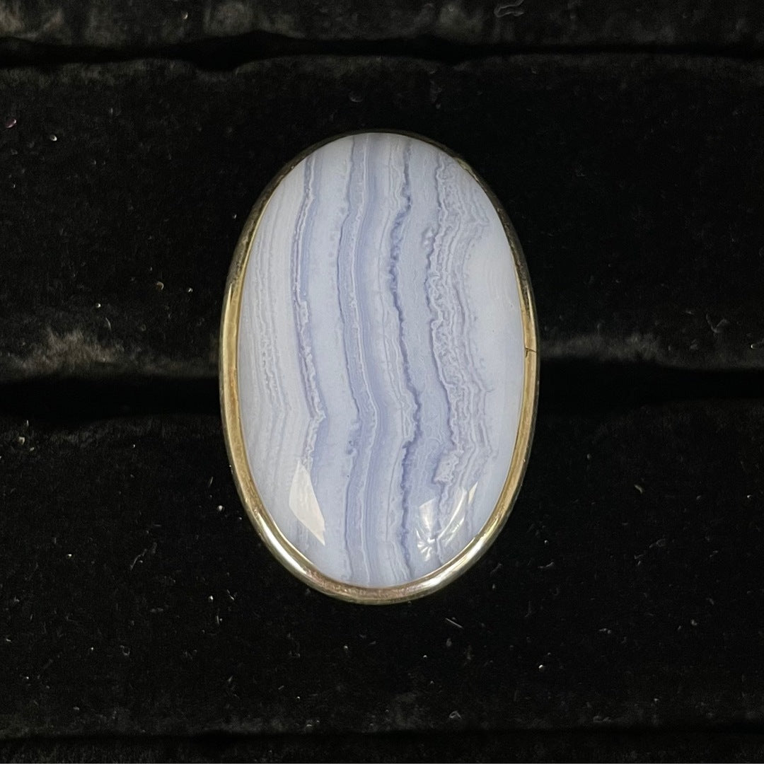 Blue Lace Agate Ring (Oval)