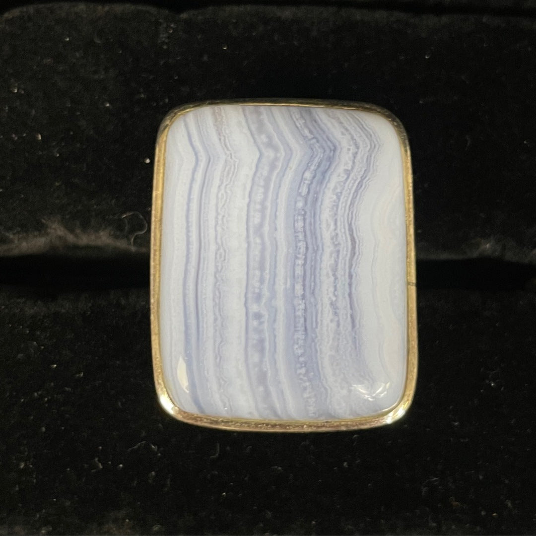 Blue Lace Agate Ring (Rectangle / Square)