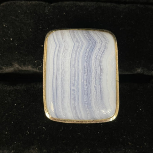 Blue Lace Agate Ring (Rectangle / Square)