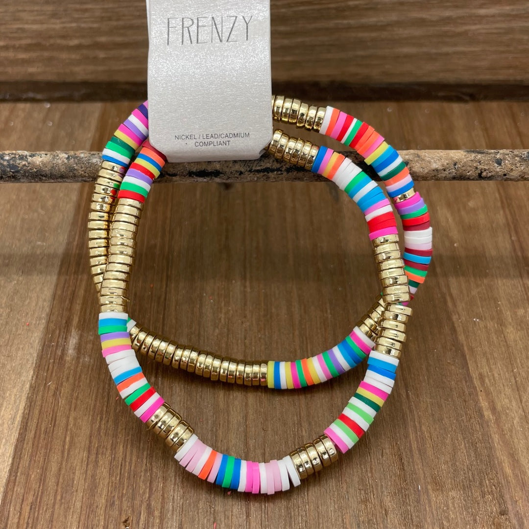 Frenzy - Flat Rubber & Metal Beads Bracelet