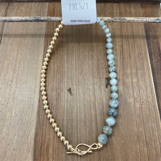 Frenzy - Half Gold Beads & Labradorite Beads Necklace