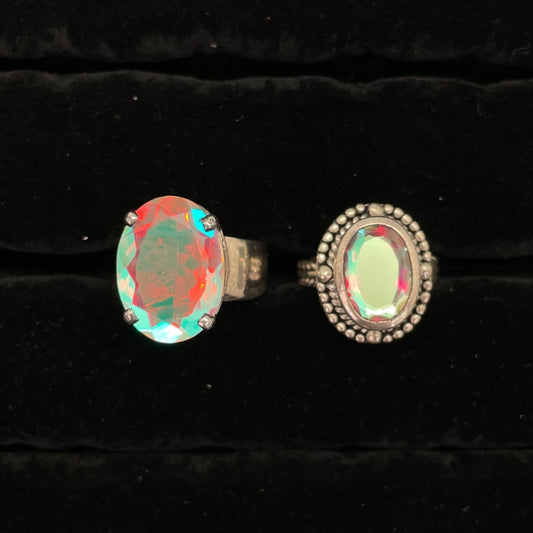 Faceted AB Mystic Quartz Ring (Oval / Round)