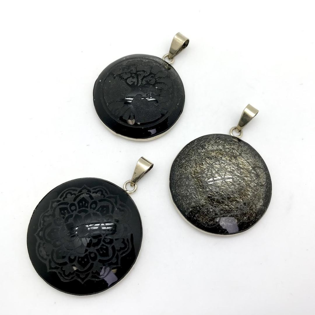 Gold Sheen Obsidian Lasered Pendant