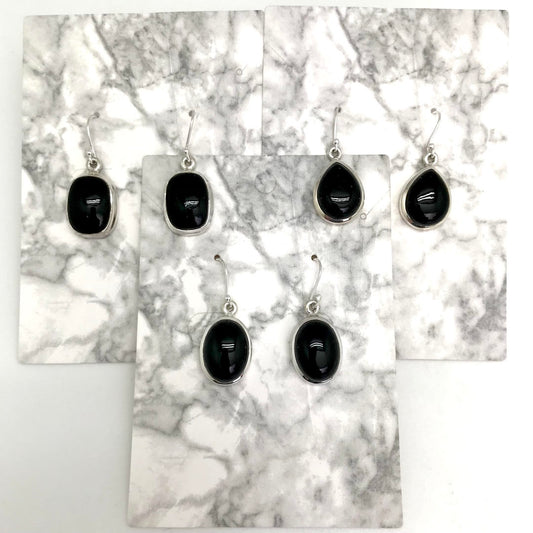 Black Onyx Sterling Silver Dangle Earrings