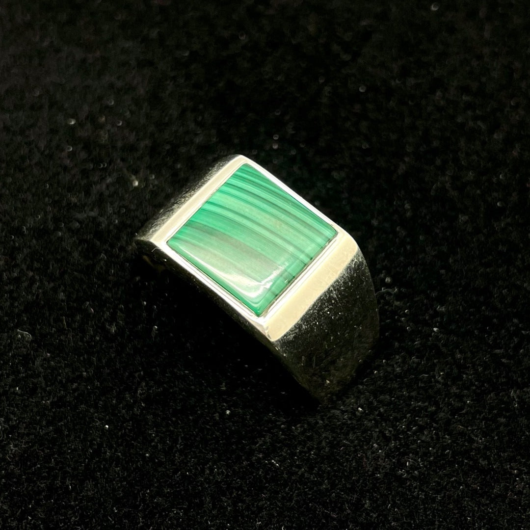 Malachite Thick Band Ring (Rectangle / Square)